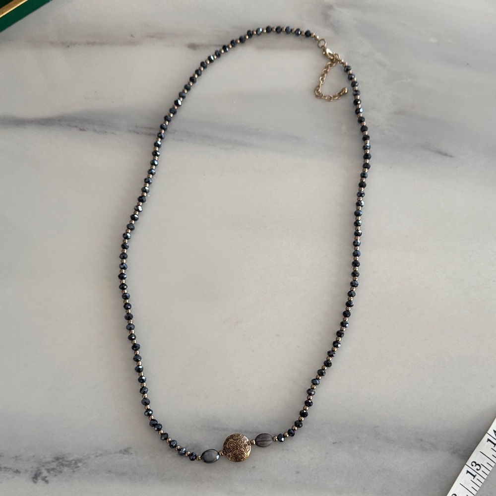 Elegant Black and Gold Beaded Necklace
